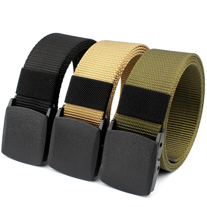 

Fashion Men's Belt Metal-free Plastic Buckle Canvas Outdoor Casual Jeans Belt Breathable Wear-resistant Belt