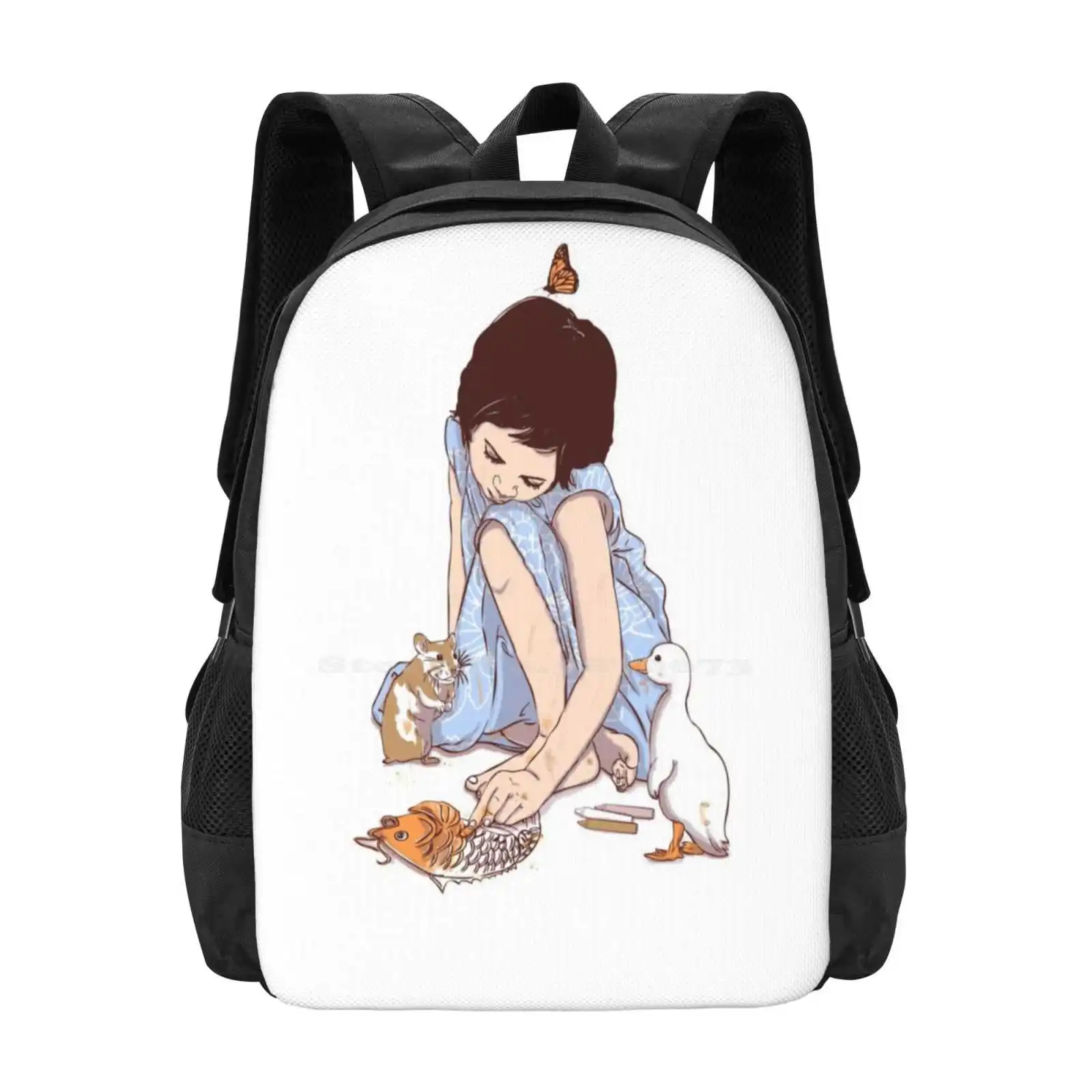 Create Life 3d Print Design Backpack Student Bag Hamster Duck Koi Carp Crayon Xiaobaosg Magic Life