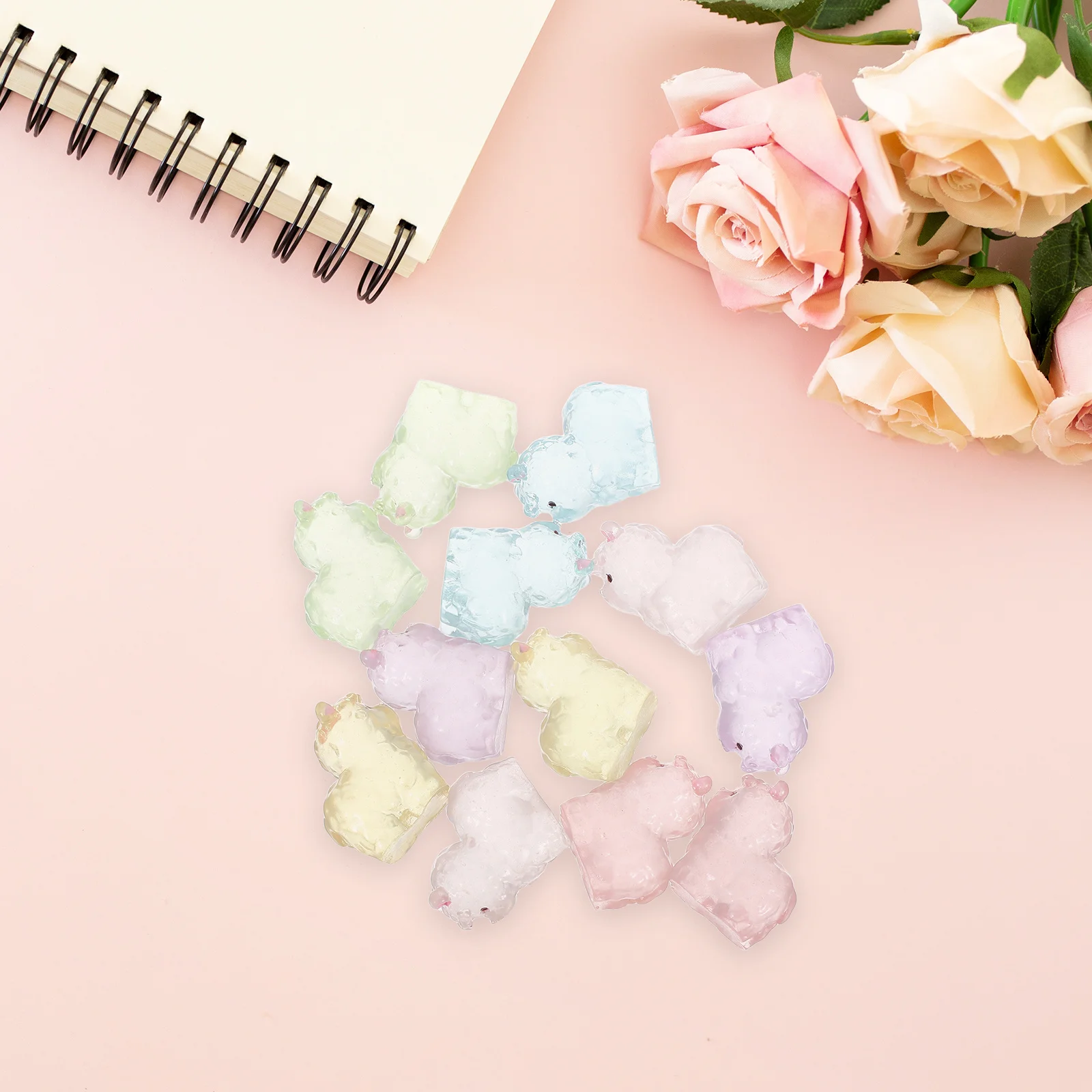 12개 야광 알파카 피규어 발광 레진 미니 동물 장식품 미니어처 정원 홈 데코 레진 미니어처