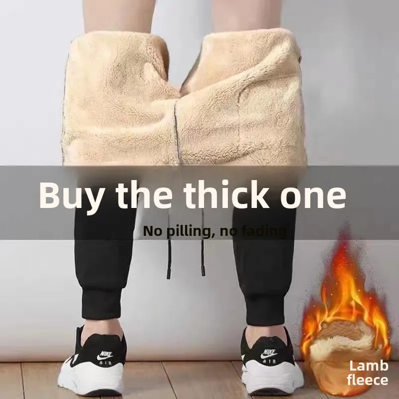Thickened Lamb Velvet Men's Autumn Winter Sports Casual Work Pants Bigger Size And Length Trousers for Men