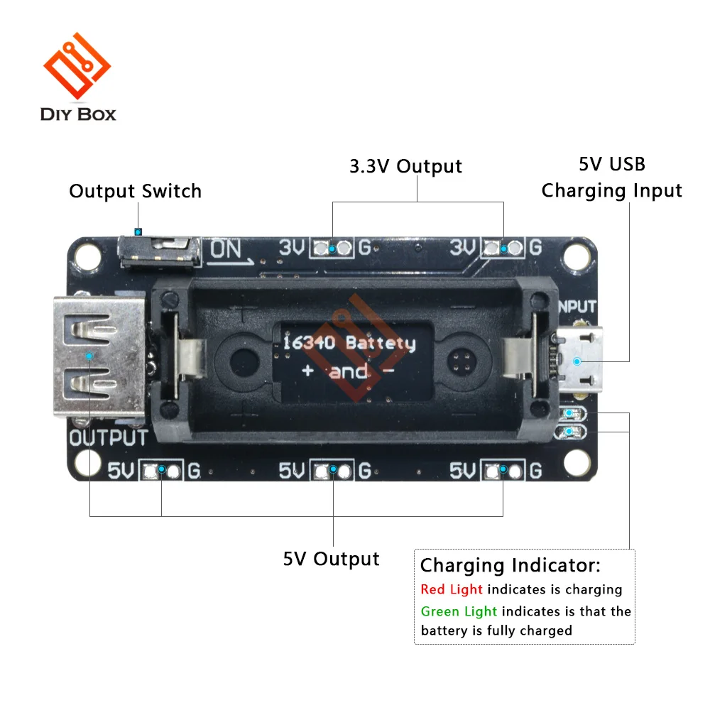 ESP8266 ESP32 Dual 16340 Lithium Batterij Module Usb Mobiele Power Bank Batterij Houder Charger Board Module Voor Arduino R3