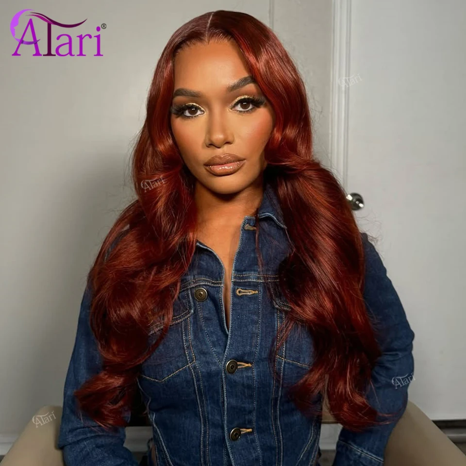 

Transparent Reddish Brown Lace Frontal Human Hair Wigs 13x4 13x6 Lace Front Dark Orange Body Wave Brazilian Wig Pre Plucked