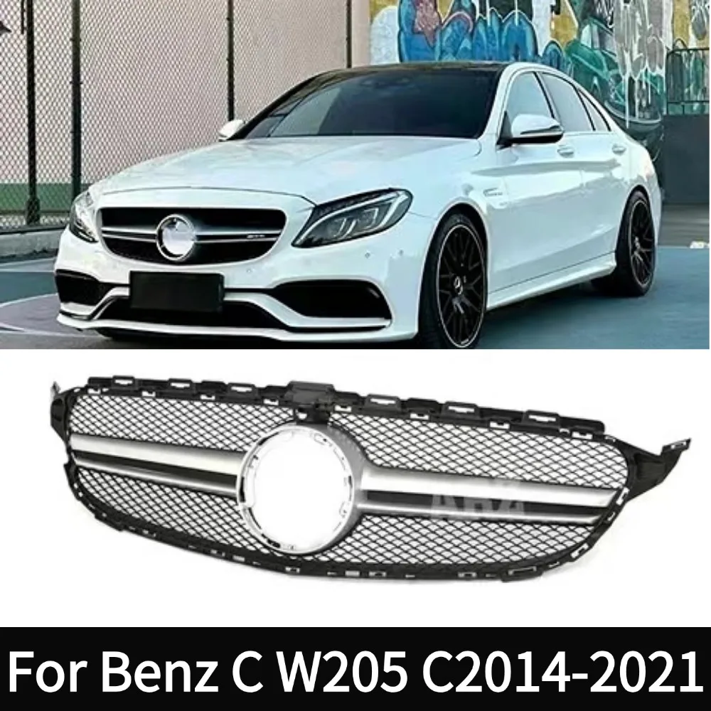 For Mercedes Benz W205 C S205 C205 2014-2021 C260 C250 C180 C200 C300 Sport Tuning RefitFront Grille Bumper Grill AMG Style