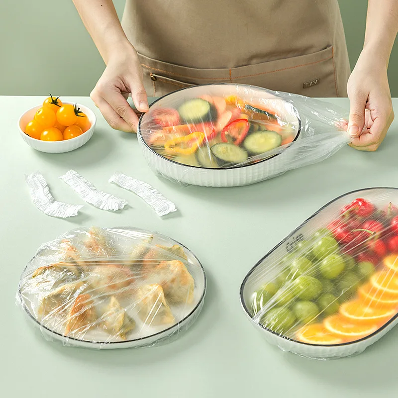 

50-100PCS Disposable Food Cover Plastic Wrap Food Lids Caps 35-42cm Stretch Bowl Dish Fruit Vegetable Preservation Bag