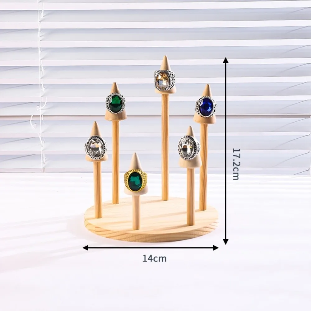

New Round Finger Ring Storage Rack Wood Cone Space Saving Ring Display Stand Jewelry Display Display Props