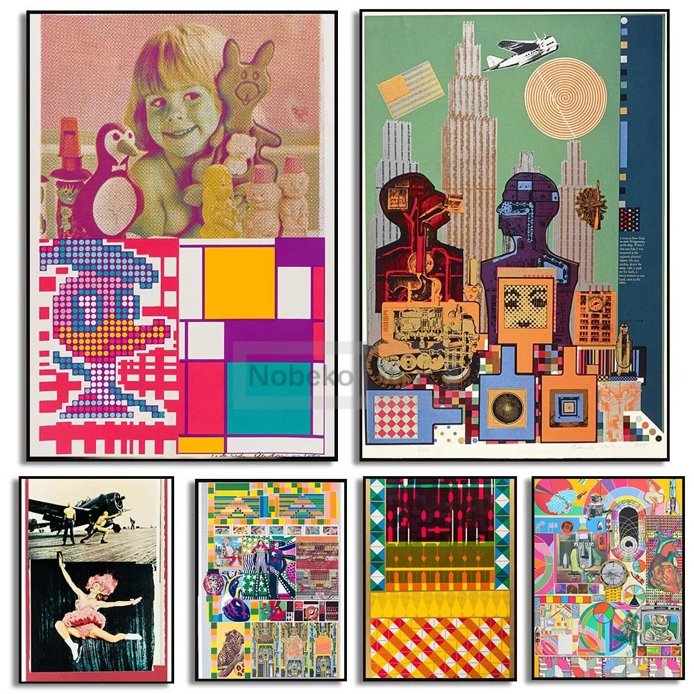 British Sculptor Sir Eduardo Paolozzi Collage Abstract Poster and Prints Canvas Painting Wall Art Pictures Home Room Decor