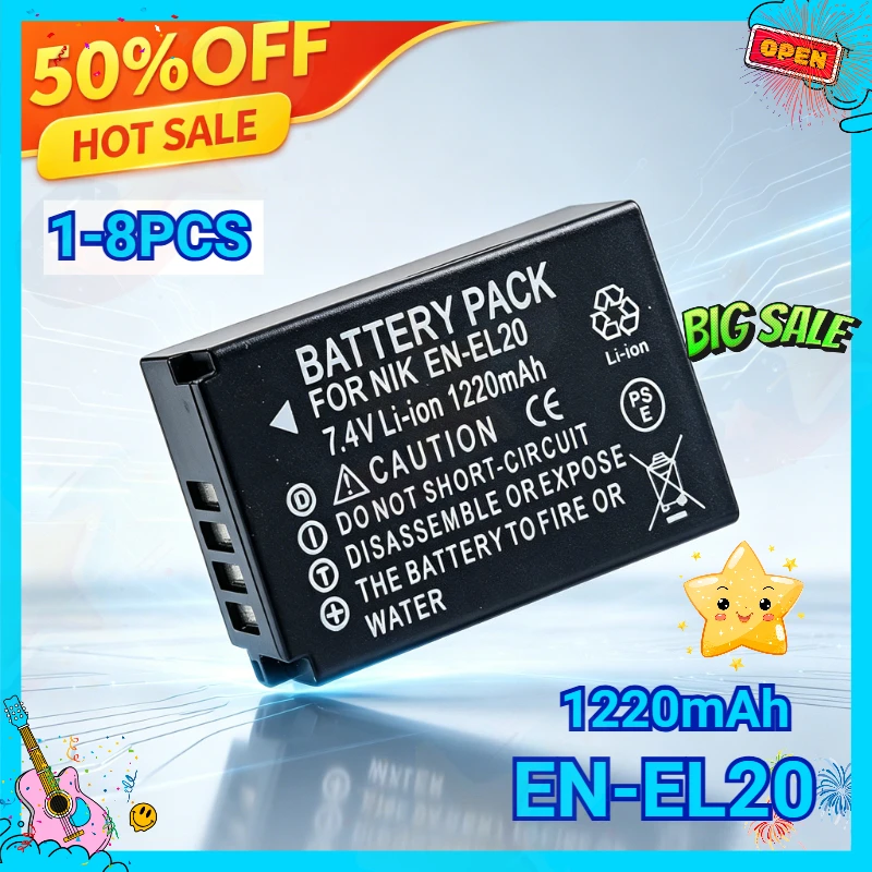 EN-EL20 EN-EL20A 1220mAh New Battery for Nikon Coolpix P1000 DL24-500 for Nikon 1 J1 J2  J3 S1 V3 AW1 Coolpix A Baterias 7.4V