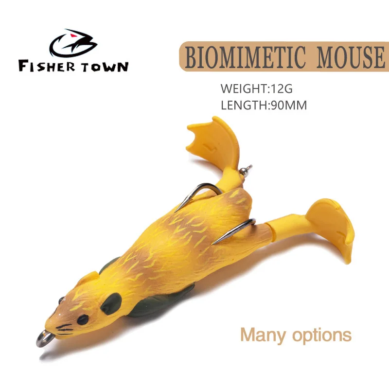 Propeller Mouse Fishing Lure Whopper Plopper Bionic Bait 90mm 12g Simulation Mouse Fishing Lure Soft CrankBait Minnow Lure