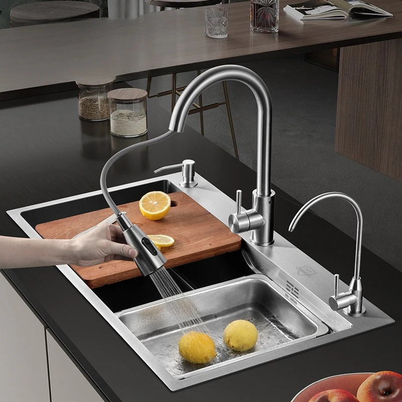

Kitchen nano steps large single slot, household vegetable basin 304 stainless steel sink dishwasher under the counter