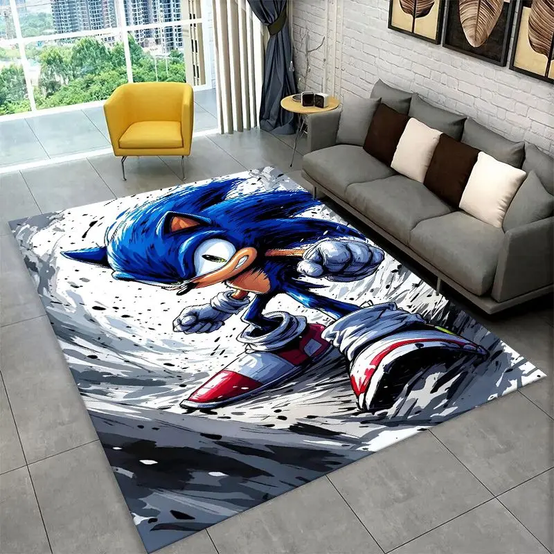 Classic Game S-Sonic Cartoon Non-Slip Area Rug for Living Room,Bedroom,Playroom,Soft Carpet Floor Mat Home Decor Rug Kids Room