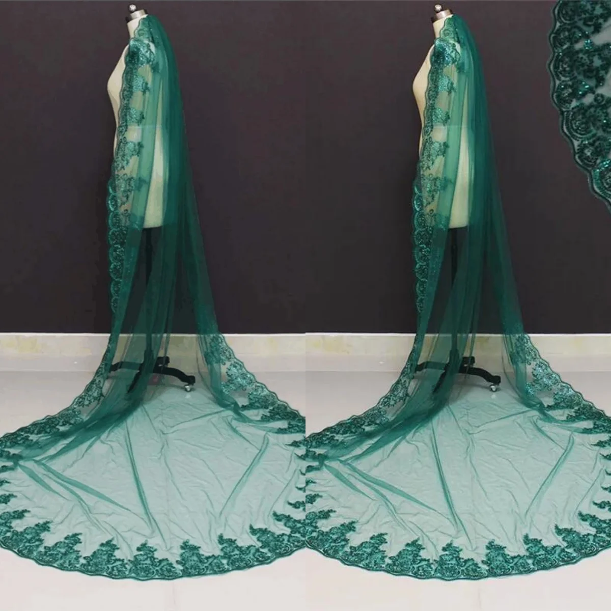 

Уникальная свадебная фата 3 м с аппликациями и блестками, длина собора, фата с расческой, аксессуары для невесты, velo de novia, индивидуальные