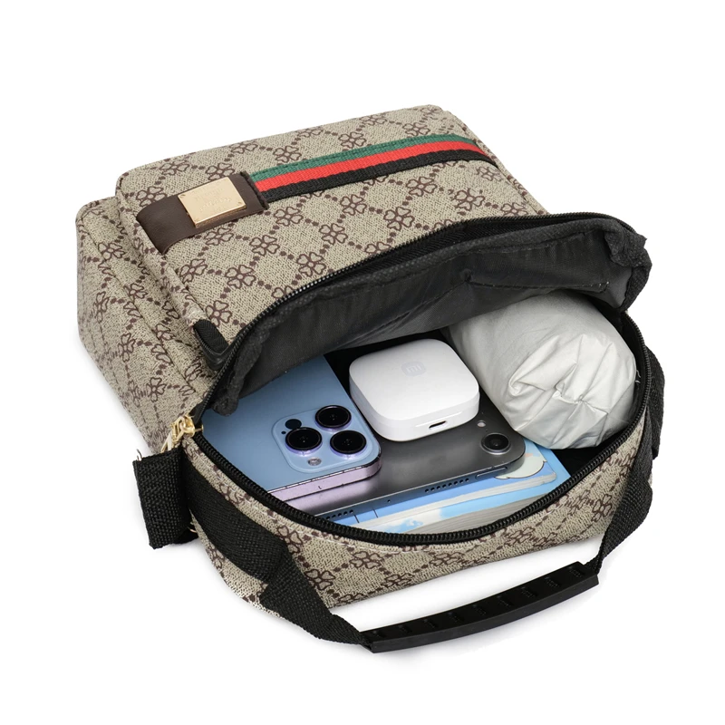 حقيبة كروس رجالية عصرية وعصرية جديدة حقيبة يد كاجوال وبسيطة متعددة الطبقات حقيبة كتف متعددة الاستخدامات صديقة للعمل