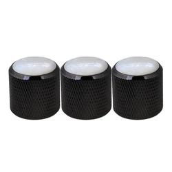 4PCS Volume Tone Control metal Knob Black with Pearl White Top ETC Guitar/bass