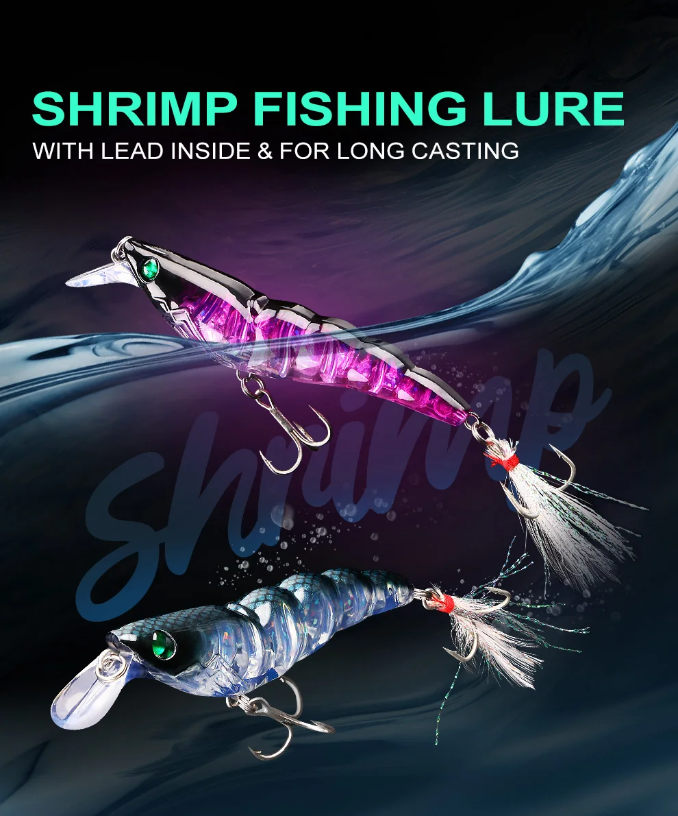 Weihe  shrimp fishing lure Slowly sinking with blood groove feather hook pencil shrimp mino