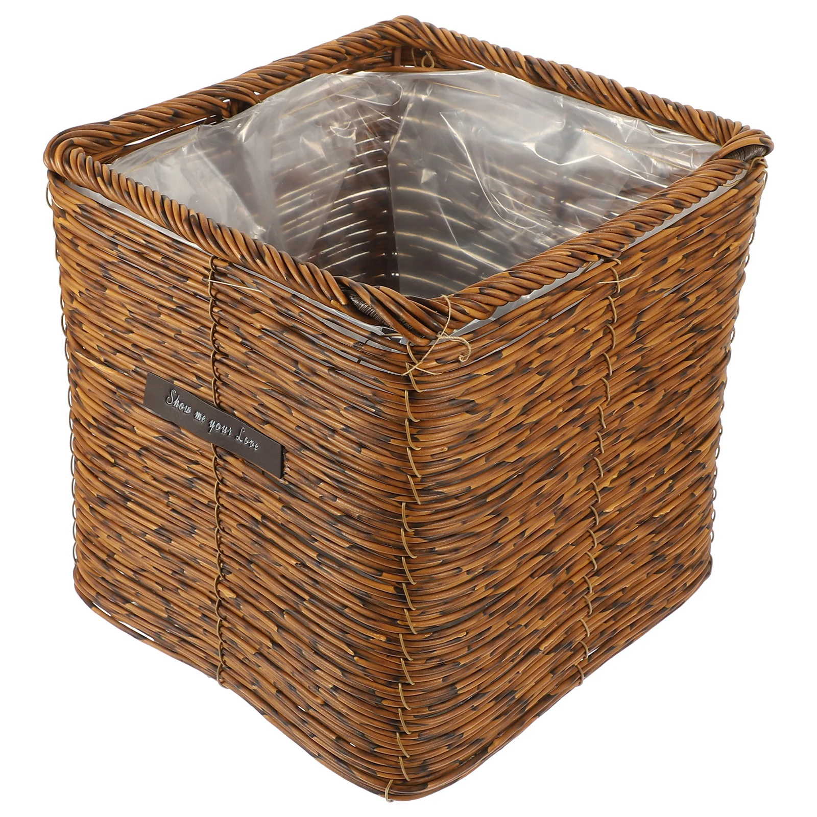 

Woven Imitation Rattan Flower Pot Decorative Basket Multi-Purpose Storage Basket Planter Home Garden Desktop Flower Pot