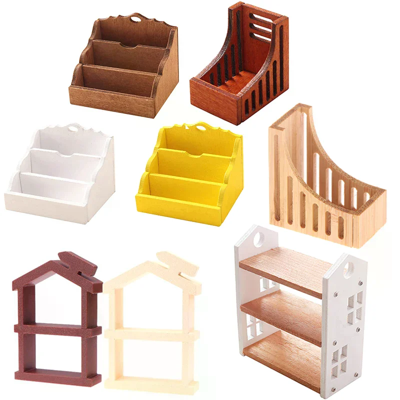 1/12 Dollhouse Simulation Double Layer Bookshelf Display Rack Model Doll Home Study Furniture Decor Toy Dolls House Accessories