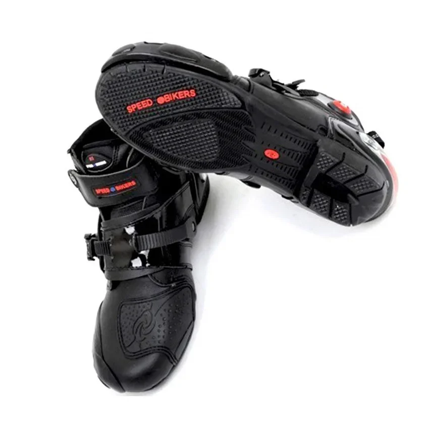 

High Ankle Motorcycle Boots Speed Leather Race Motocross Motorbike Riding Shoes for Bikers A09003