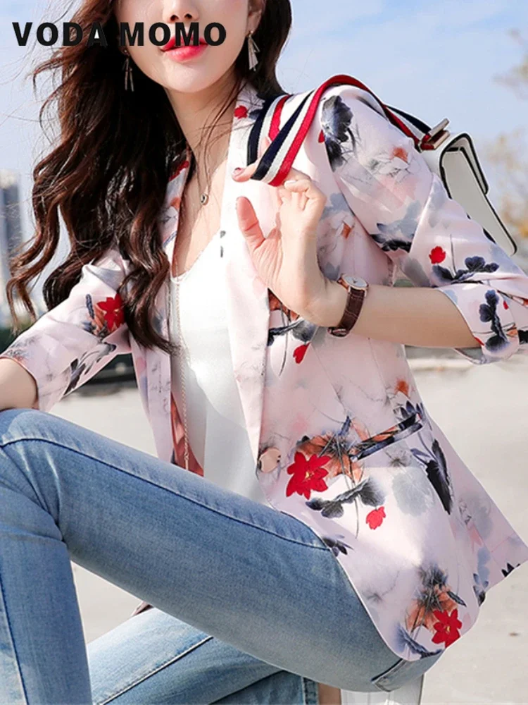 

Женский пиджак, пальто 2023, весна-лето, модные тонкие темпераментные женские пиджаки с принтом и куртки, женские пиджаки с длинным рукавом на одной пуговице