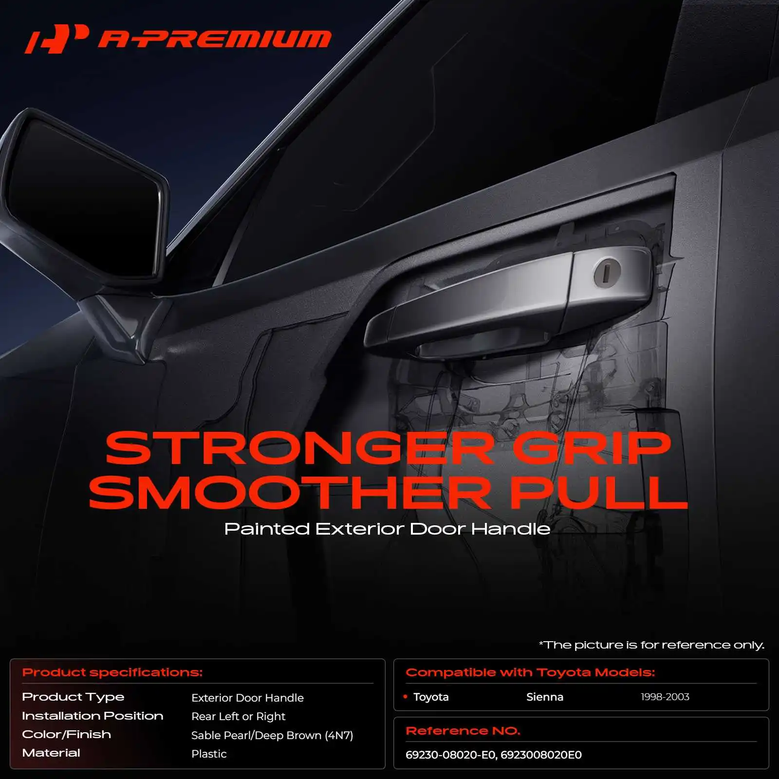 A-Premium Rear Driver or Passenger Side Painted 4N7 Deep Brown Door Handle for Toyota Sienna 1998-2003