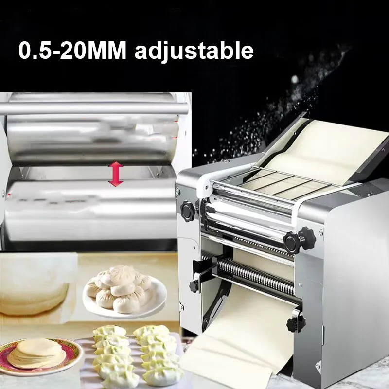 Commercial Electric Noodles Machine Stainless Steel Desktop Spaghetti Dough Press Sheeter Roller Kneading Pasta Maker110V/220V