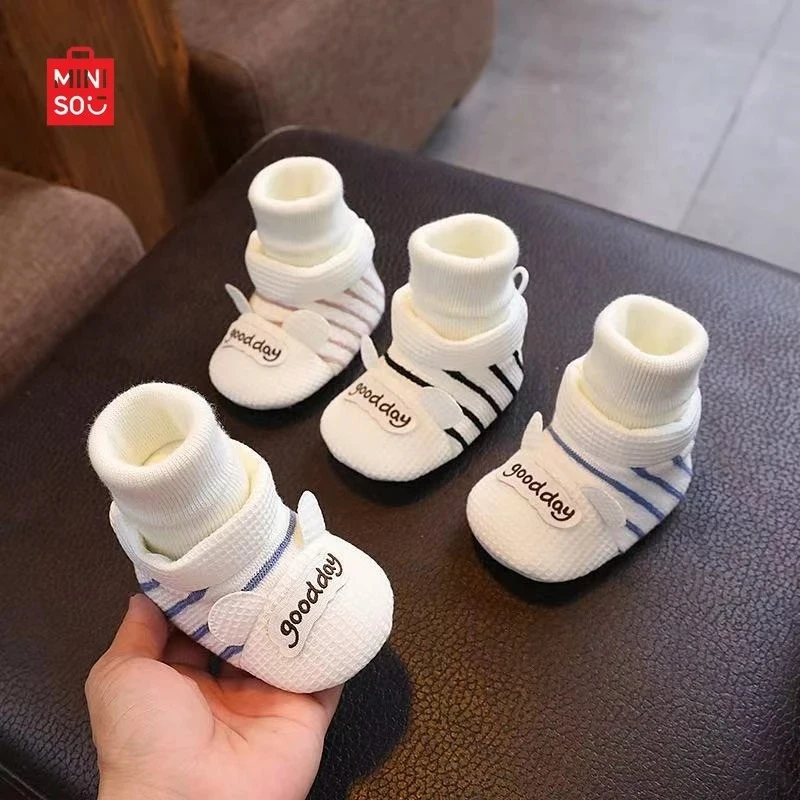 حذاء جورب للأطفال من Miniso 2025، نعل ناعم من القطن غير قابل للانزلاق للمشايات الأولى للأطفال حديثي الولادة من عمر 0 إلى 12 شهرًا #4