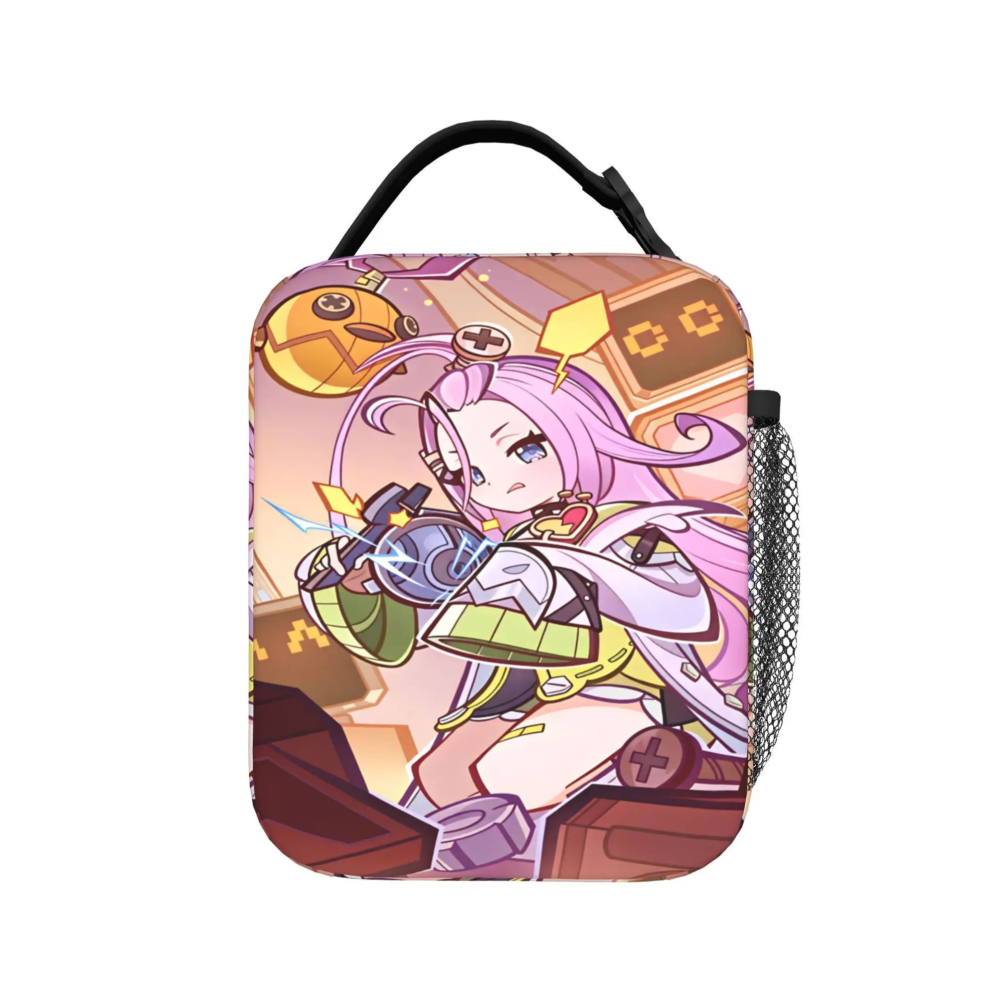 Genshin Impact Lunch Bag Game Character Cute Lunch Box For Men Travel Portable Zipper Cooler Bag Oxford Thermal Lunch Bags