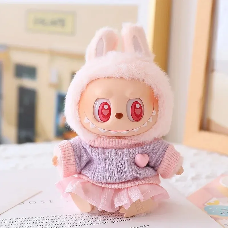 ミニドール服衣装アクセサリー 15-17cm ロパ・ラブブ＆10cm コットン人形用 ラブフーディ ピンクヤーンスカート 衣類（人形なし）