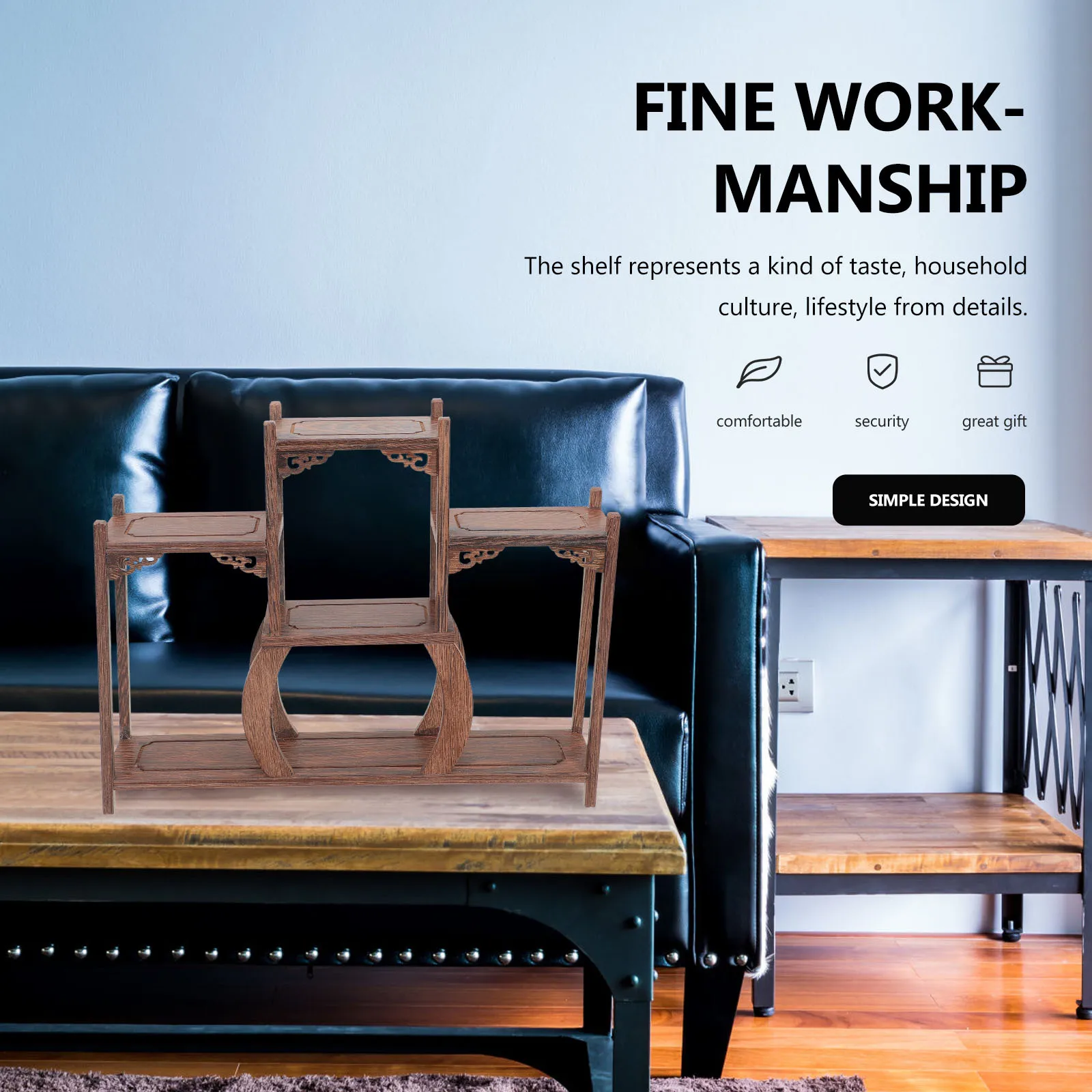 

Chicken Wing Wood Display Stand Exquisite Wood Craft Shelf for Tea Canister Desktop Ornament Home Decor