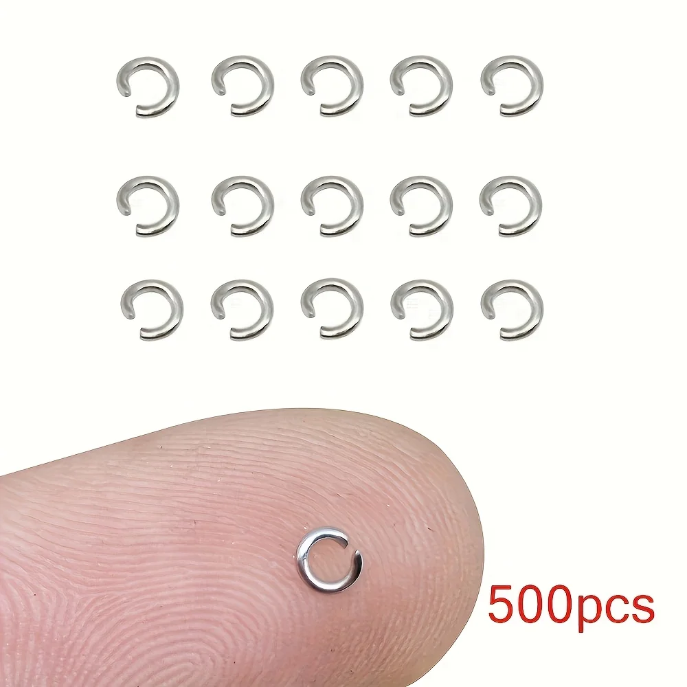 500 Stück Edelstahl Offene Verbindungsringe Schmuckzubehör für DIY Ringe, Ohrringe, Armbänder, Halsketten
