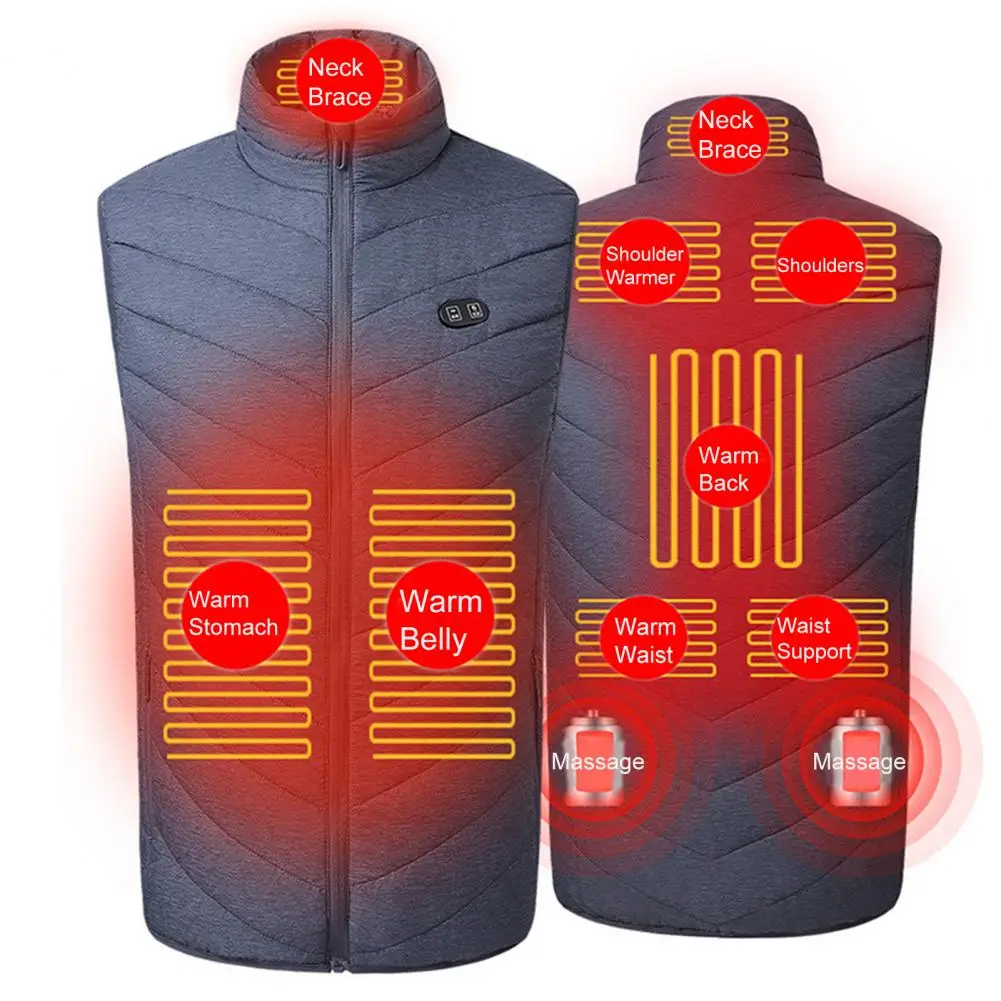 

Men Autumn Winter Smart Heating Cotton Vest 10 Area Heated V Neck Vest Women Outdoor Flexible Thermal Winter Warm Jacket S-4XL