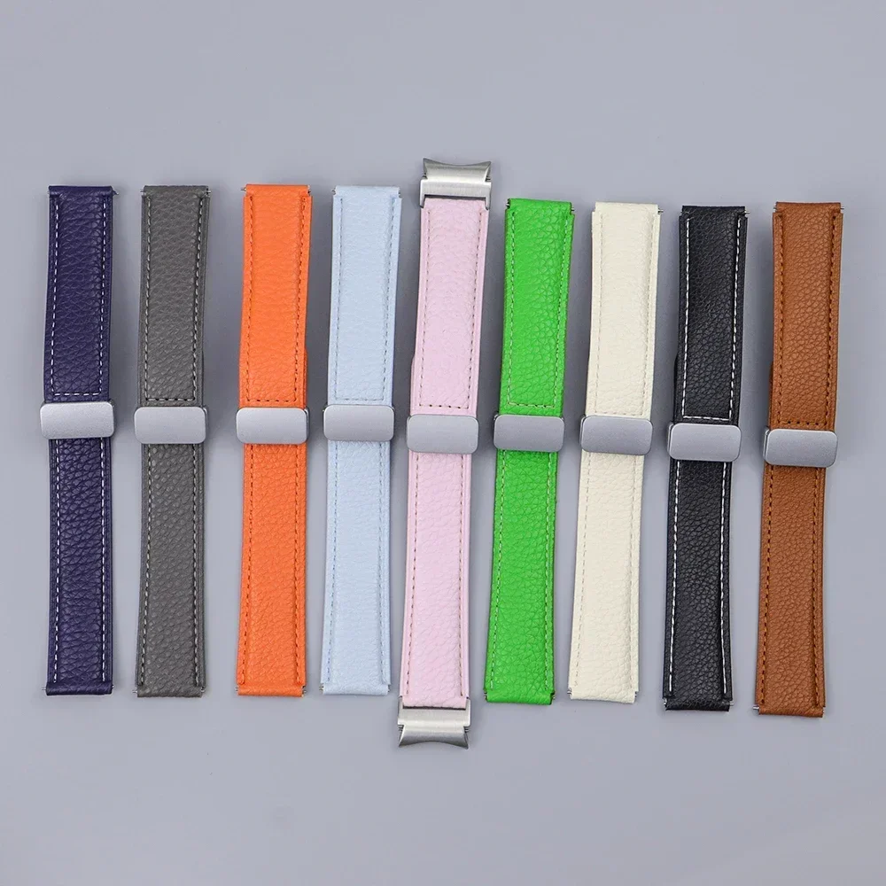 No Gaps Leather Band for Samsuang Galaxy Watch  6 4Classic 43 47mm 5Pro Magnetic Buckle Strap for Galaxy Watch 7 6 5 4 40mm 44mm