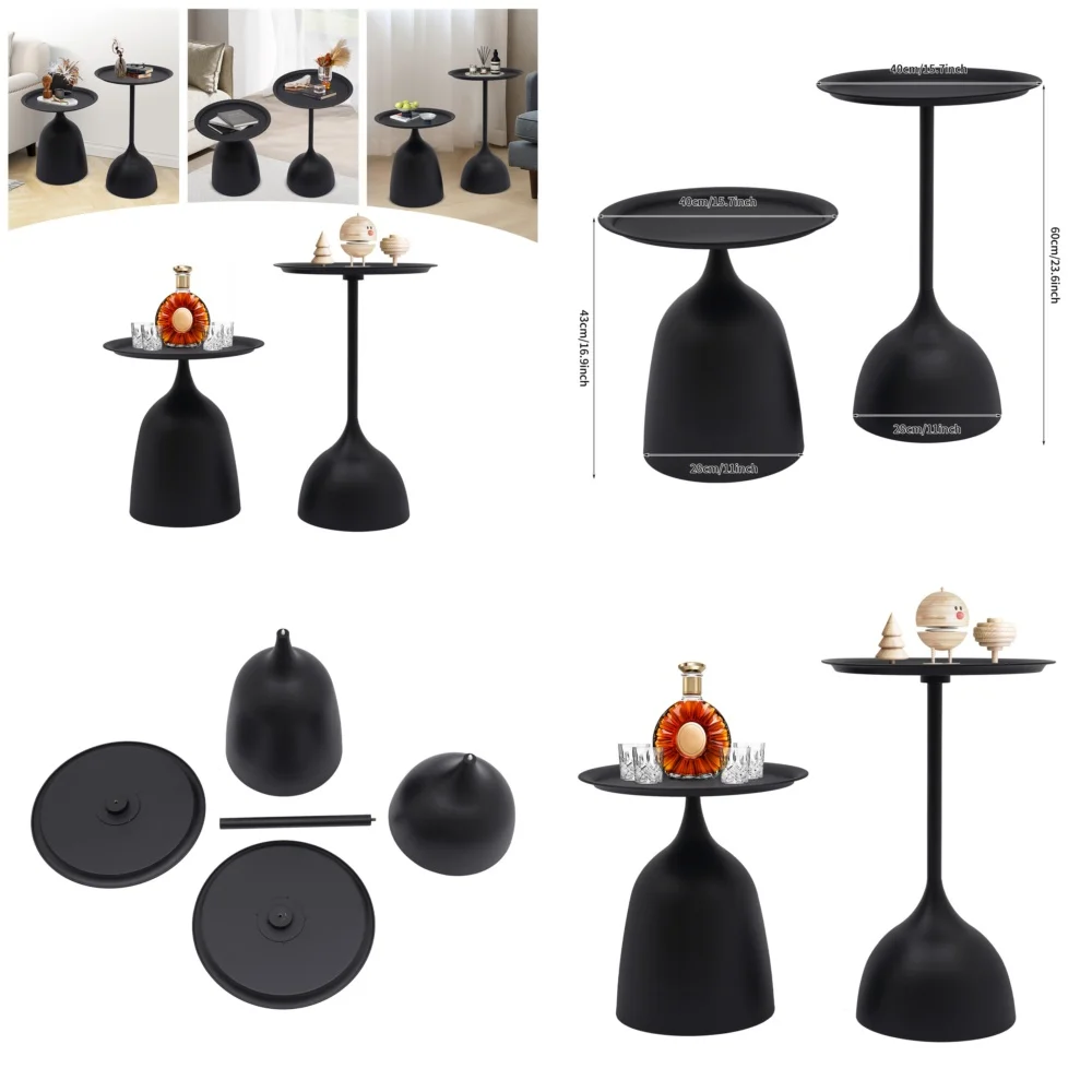 

Café TablesModern Round Iron Side Table Set for Living Room Bedroom Sofa Decor 2 Pcs