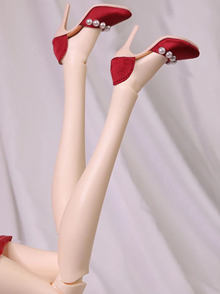 D09-P298 children handmade toy    1/3 as62 SD BJD Doll shoes black red Pearl shallow high-heeled shoes 1pair