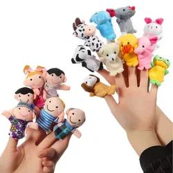 10Pcs Baby Plush Toy Cartoon Animal Family Finger Puppet Role Play Tell Story Cloth Doll Educational Toys For Children Kids