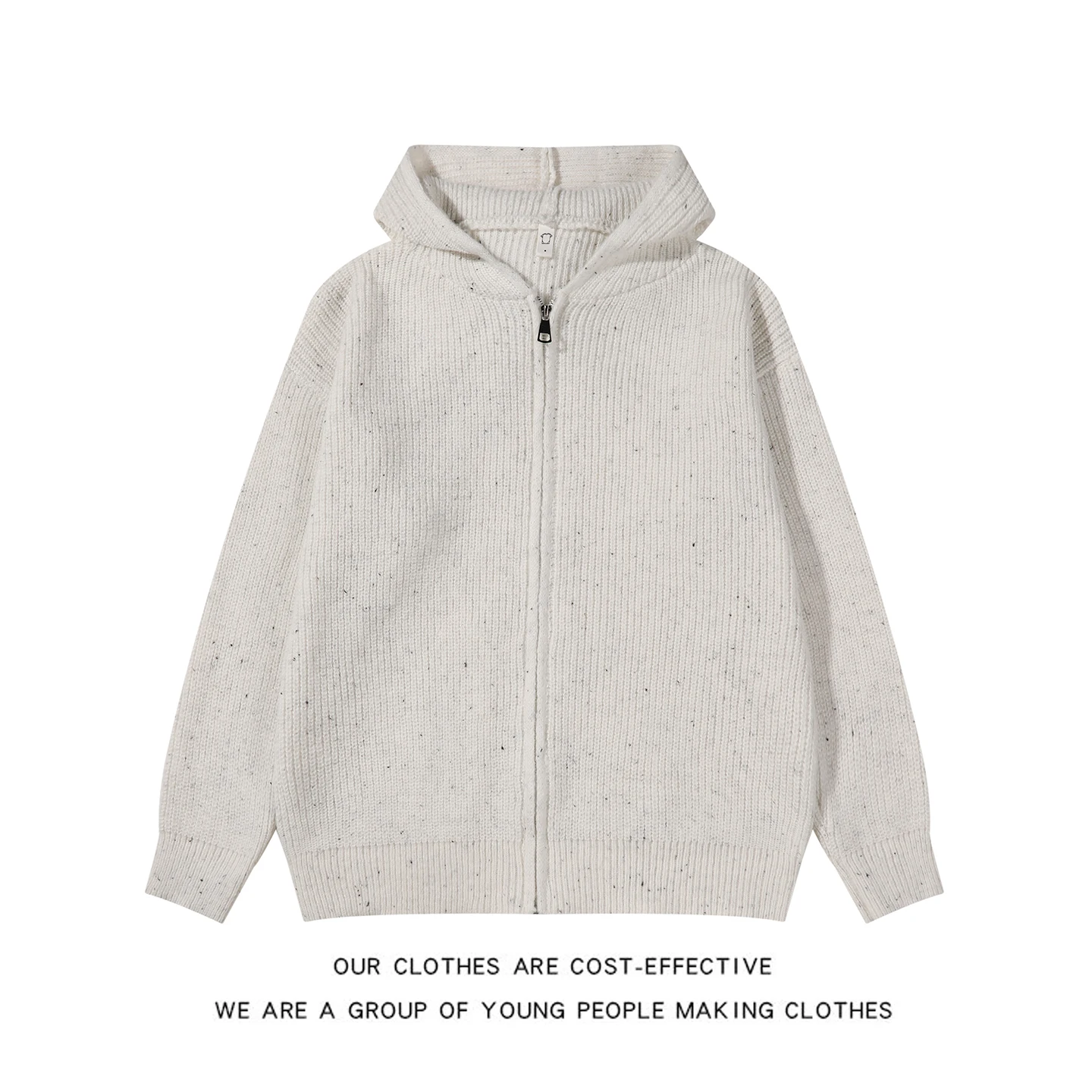 

American Lazy High-End Hoodie Knitted Sweater Men Cleanfit Loose Trendy Korean Retro Knitted Cardigan Outerwear