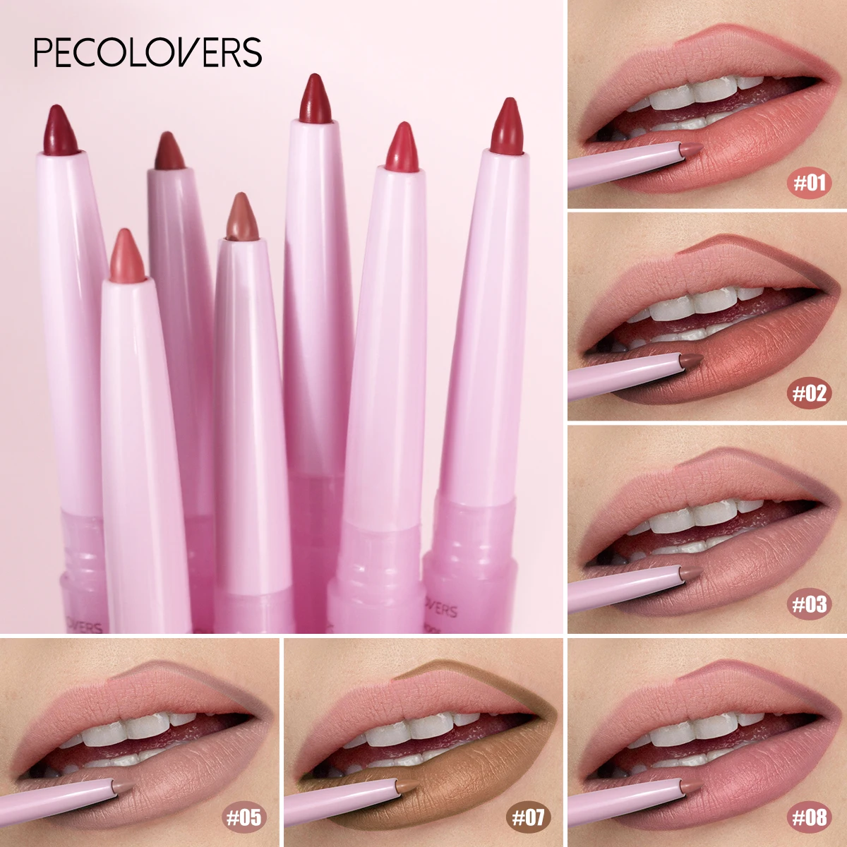 1PC Nude, Matte, เนื้อเรียบ, รูปทรงริมฝีปากสามมิติ, ปากกาลิปสติก Lip Liner, Lip Makeup