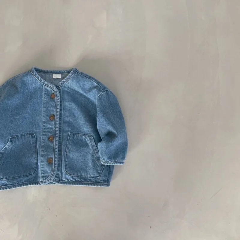 Front Pocket Fine Children Boys Girl Cotton Denim Jacket Infant Toddler Girls Jean Coat Kid Outwear Casual Kids Clothes 2-7Y