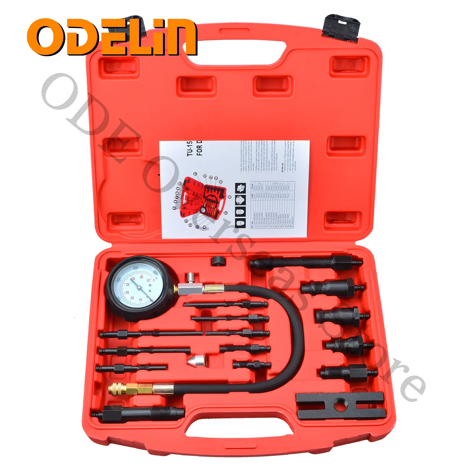 TU-15B Diesel Engine Cylinder Compression Tester Kit Truck Automotive Detection Table Presssure Meter Gauge Tool