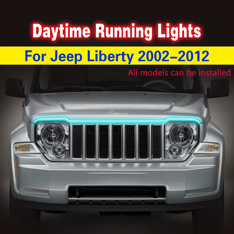 Car Flashing 1PCS Car LED DRL For Jeep Liberty 2002-2012 Daytime running light Waterproof Flexible Light Strip Universal Auto