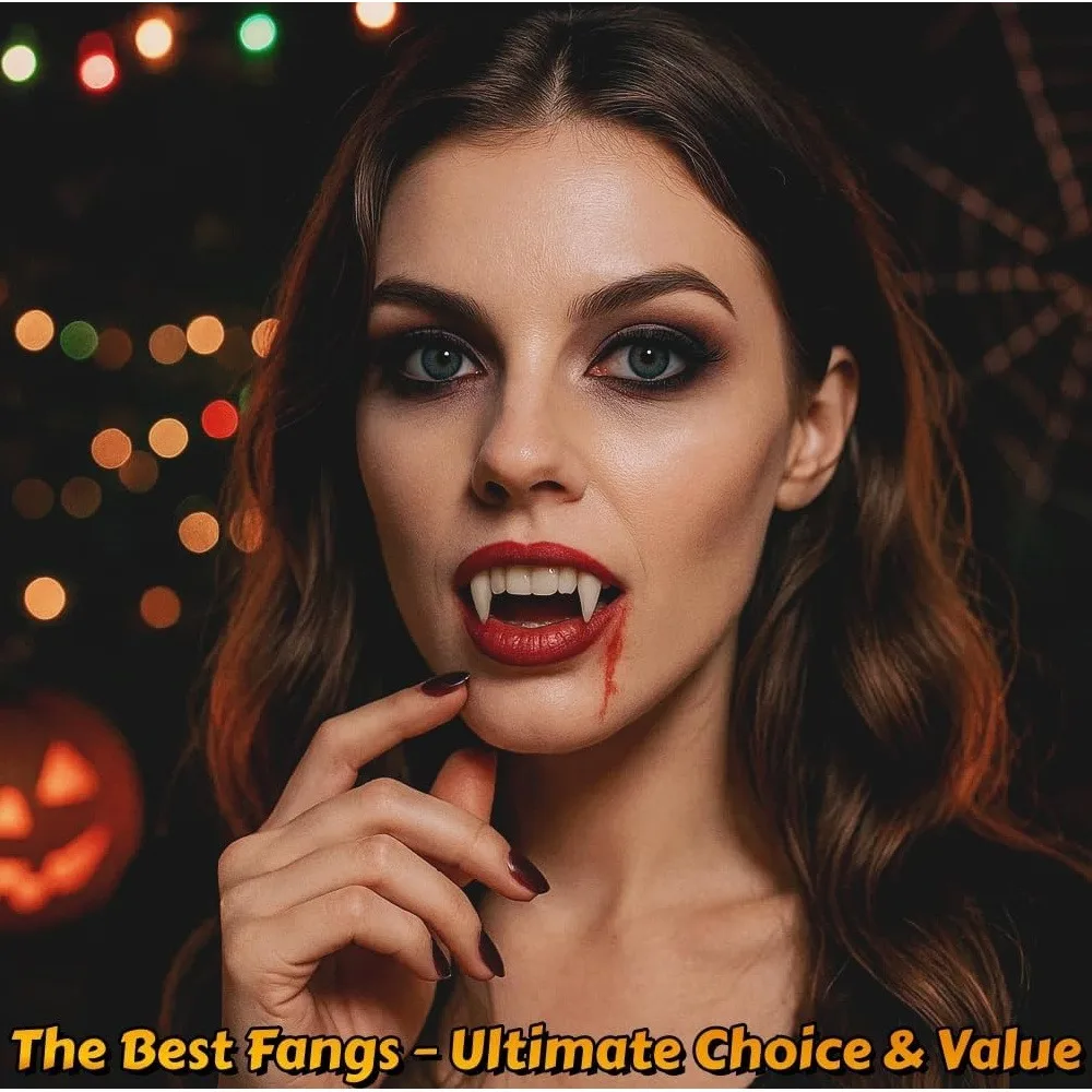 2 Pairs Budget Vampire Fake Fangs Cosplay Props, Affordable Safe White Plastic Zombie Teeth, Portable Horror Dress Up Fangs for Teen Student Dorm Halloween Party School Cosplay Trick Or Treat