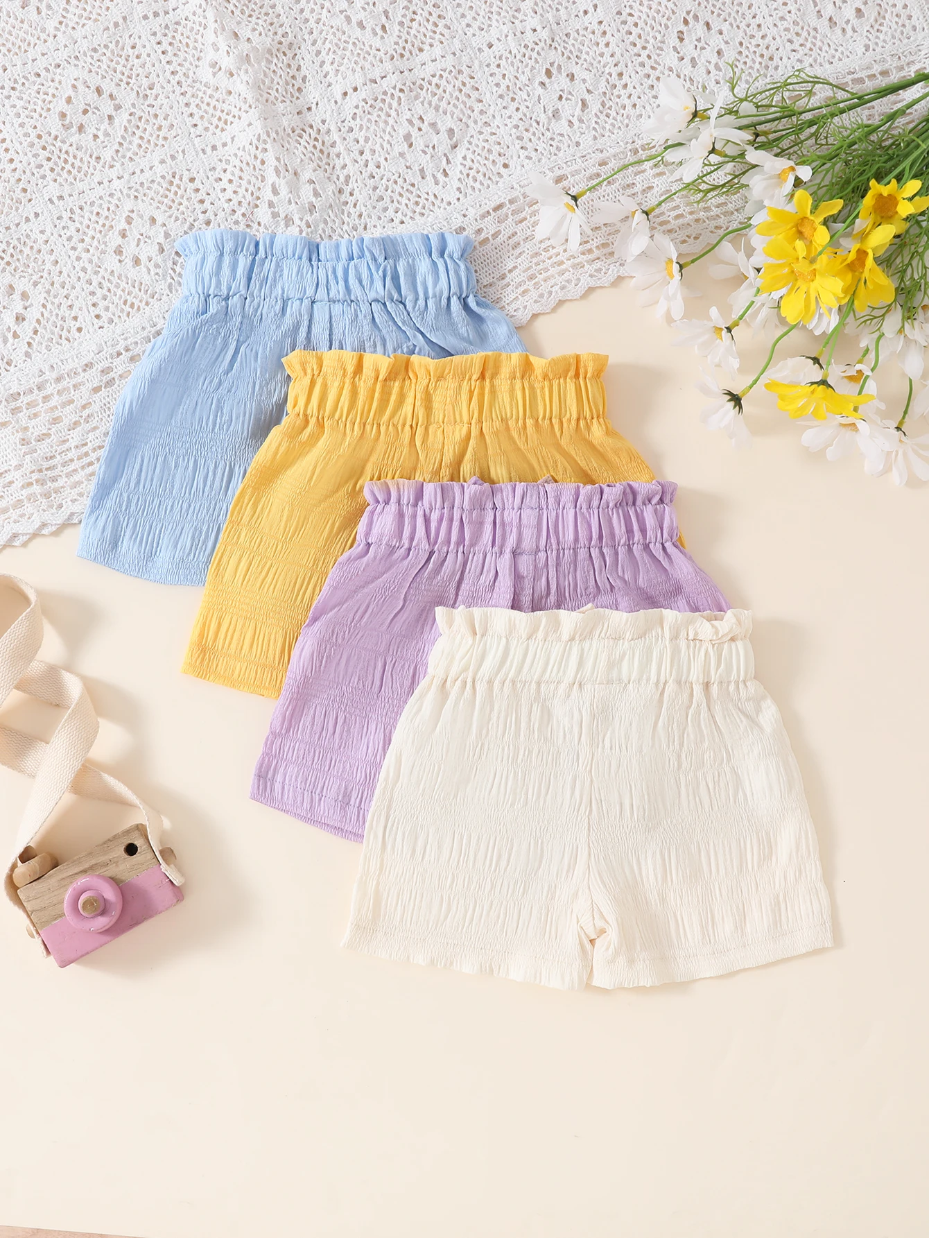 Women's Casual Solid Color Shorts 3D Bow Decor Polyester Woven Fabric Candy Color Regular Fit Summer Spring Short Pants