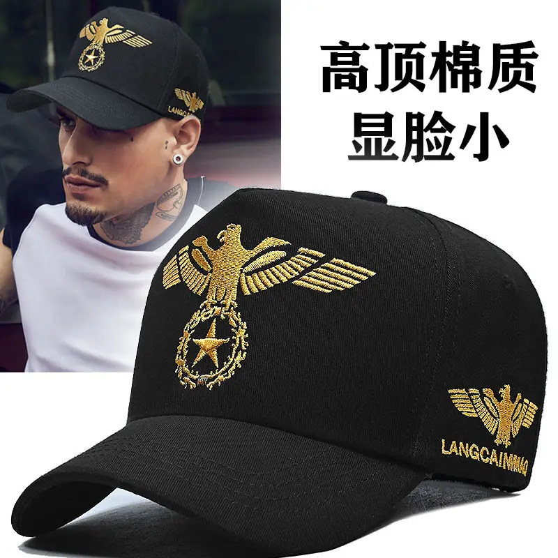 

InlnDtor Embroidery high top European and American style wide brim baseball cap casual big head circumference men's cap