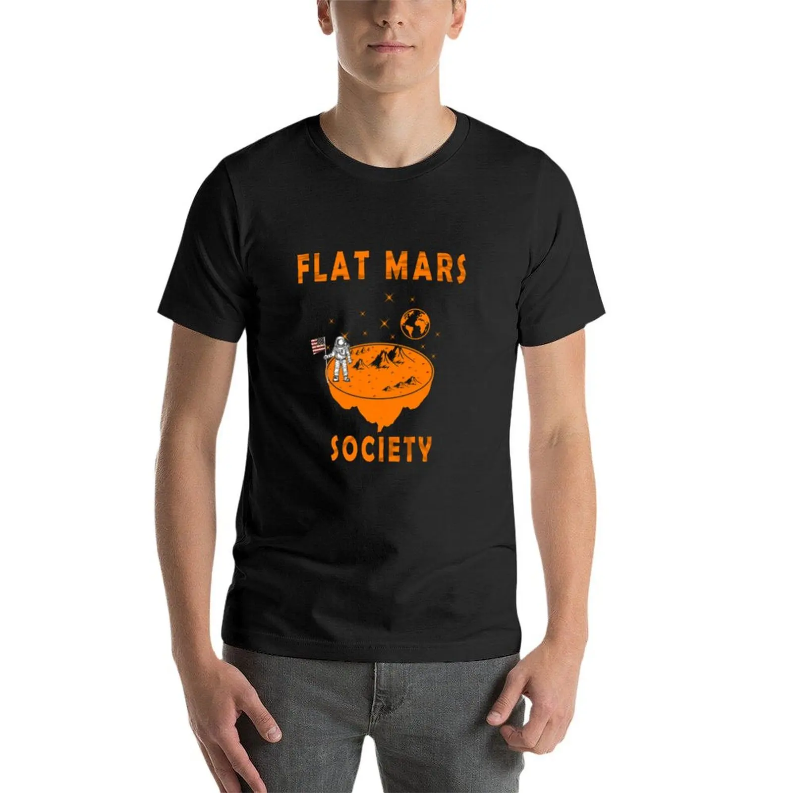 Lustige flache Mars Gesellschaft Geschenk T-Shirt Vintage Kleidung übergroße Schwergewichte Schweiß Slim Fit T-Shirts für Männer