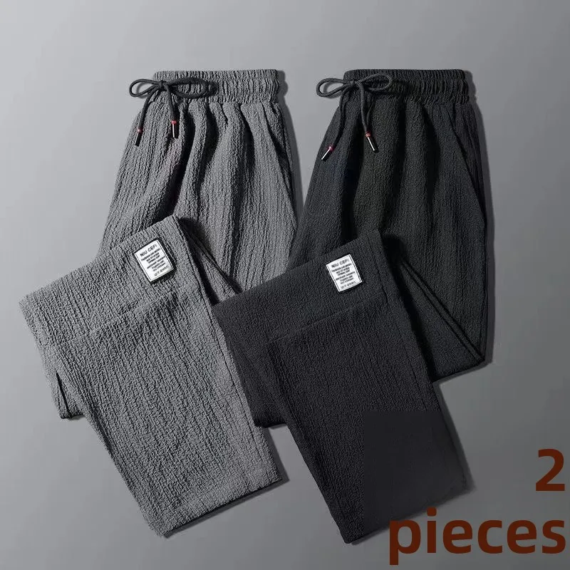 

Свободные рабочие брюки из ледяного шелка для мужчин, легкая Qui Dry, летняя строительная одежда, прямые длинные брюки