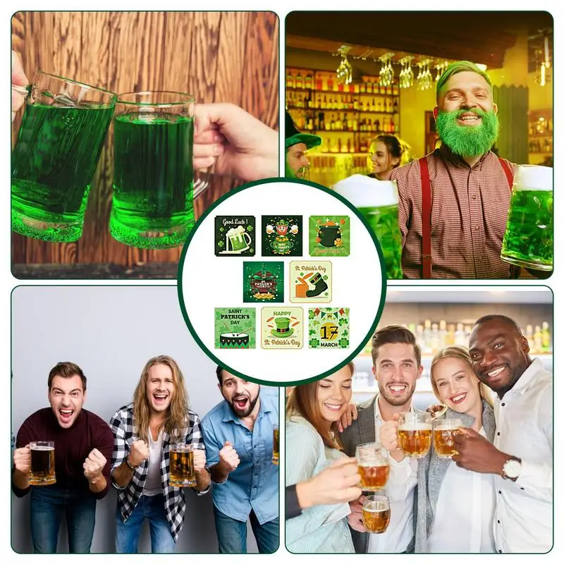 St Patricks Dag Wijnfles Sticker Partij Gunsten Drinkwaren Decoraties Waterdichte Diy Ambachten Accessoires 8 Stuks Partij Glas Tags