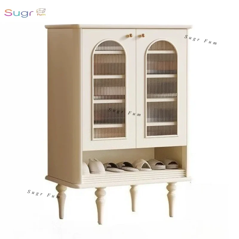 

Французский ретро шкаф для обуви из цельного дерева, дверной коридор, проход, шкаф для обуви, березовая краска, кремовый ветер, новый многослойный входной шкаф