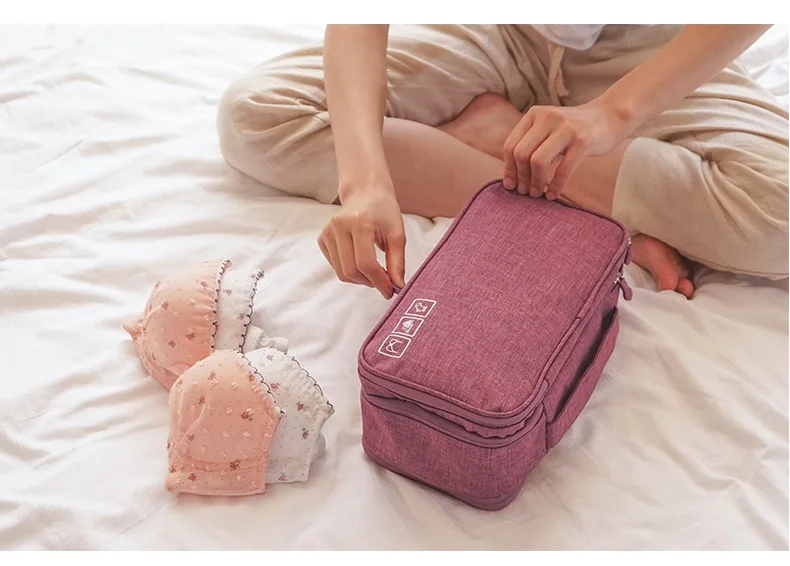Reise-Unterwäsche-Organizer für Damen, Große Tragbare Aufbewahrungstasche für Zuhause mit Griffen – Detail 14