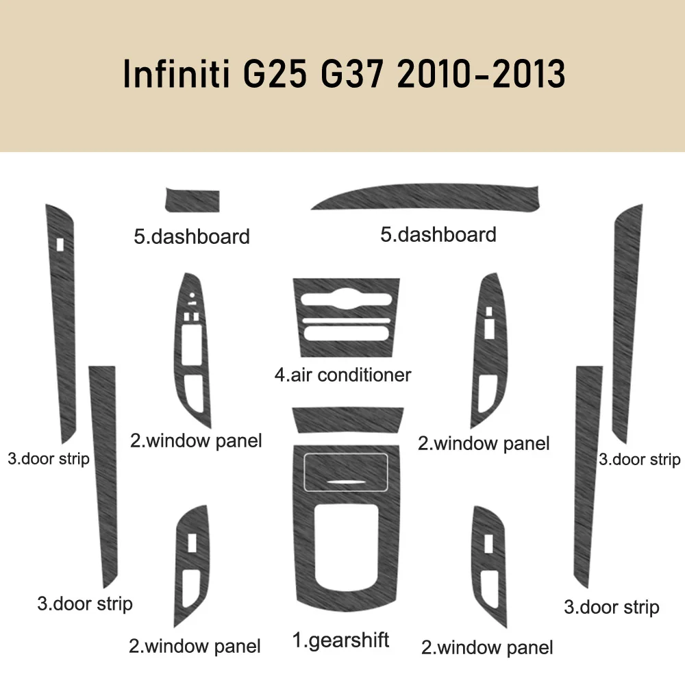 For Infiniti G25 G37 2007-2013 Interior Central Control Panel Door Handle Carbon Fiber Sticker Decals Car styling Accessorie