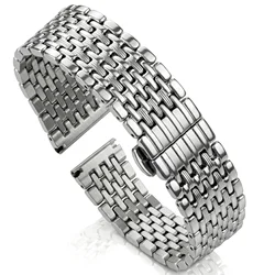 Bracelet de montre en acier inoxydable pour hommes et femmes, couleur argent, accessoires, 16mm, 18mm, 20mm, 22mm