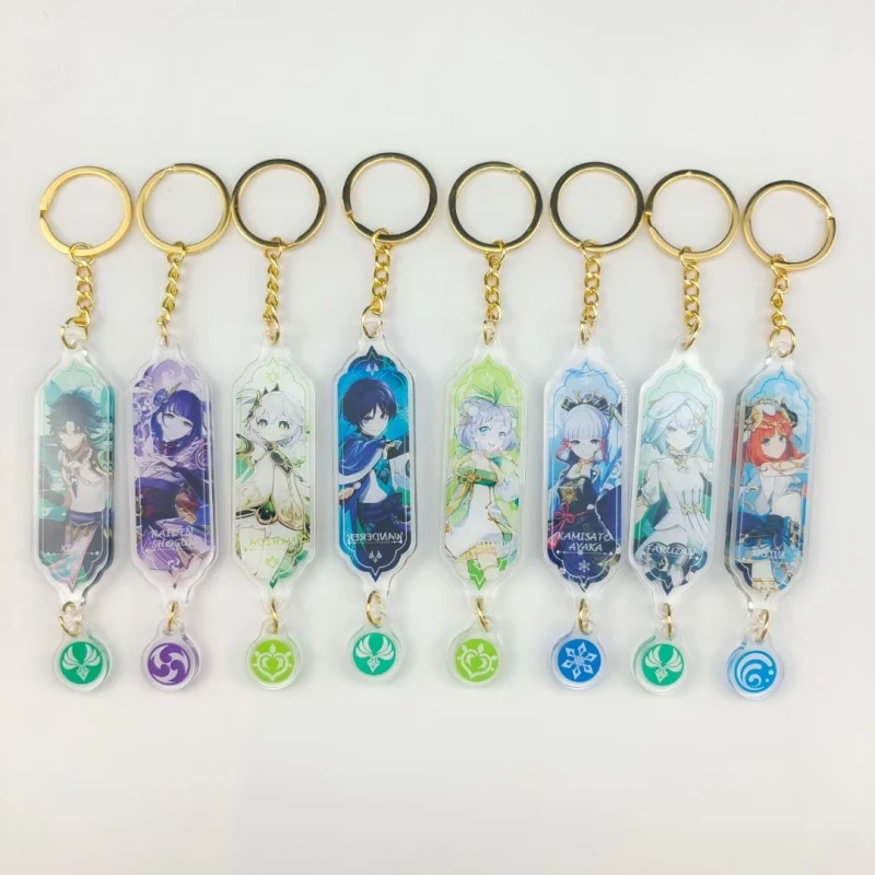 Anime Keychain Genshin Impact Nilou Cyno Yelan Nahida Wanderer Key Chain Accessories Cute Bag Pendant Key Ring Fans Gift